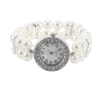 YARNOW Bracciale Elastico Vintage con Doppia Serie di Perle Imitazione e Pietre Lucenti Elegante Accessorio Versatile da Donna per Abbinare Orologio e Regalo