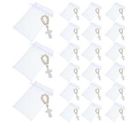 YARNOW Braccialetto con Perline in Legno 40 Set con Sacchetti in Garza | Battesimo e Festa, Perline Lisce con Crocetta, Bomboniere per Bimbi, Decorazioni e Ricordo