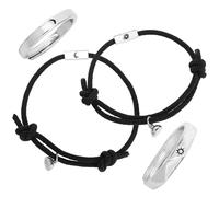 YARNOW Braccialetto Lunare Intrecciato in Corda e Anello Stella Set da 4 Pezzi per Coppie e Amici, Gioielli Artigianali da Polso Femminili, Regalo Moda Estivo