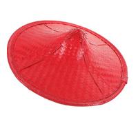 YARNOW Cappello a Cono in Bambù Rosso per Cosplay Samurai, Portatile e Resistente al Sole, per Feste e Uso Quotidiano, Realizzato Finiture