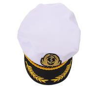 YARNOW Cappello da Capitano Marinaio Bianco in Cotone Poliestere Visiera Piana Regolabile per Uomo e Donna, Stile Vintage per Vacanze Estive e Uscite Casual