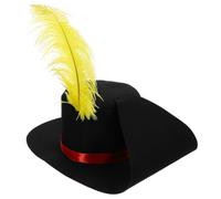 YARNOW Cappello di Natale a Forma di Pupazzo di Neve in Feltro Nero con Piuma Decorativa, Resistente alla Deformazione, per Feste e Attività Creative