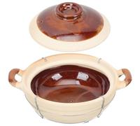 YARNOW Casseruola in Terracotta Resistente al Calore da 0,5l Doppio Manico, Facile da Pulire e Ventilata, per Cucinare Stufati e Riso in Casa
