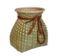 YARNOW Cesto Portaoggetti Facile da Trasportare in Bambù Intrecciato Naturale, Cestino Multiuso Design Rustico Domestico e Raccolta All'aperto