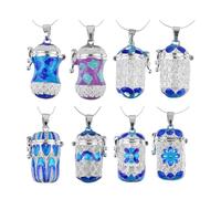 YARNOW Ciondolo in Rame Quadrato Traforato Diffusore Aromatico Solido e Design ad Anello Pendente per Collana Fai da Te, Colore Blu, per Uso Personale o Regalo