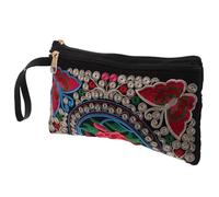 YARNOW Clutch Donna Etnica in Poliestere e Canvas con Ricamo Farfalle, Pochette Leggera e Facile da Manutenere per Quotidiano e Occasioni Casual