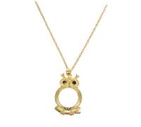 YARNOW Collana Ciondolo a Forma di Gufo Lente D’Ingrandimento 6X Collana Lunga da Donna in Metallo Color Oro Accessorio Vintage per Lettura e Abbigliamento Autunnale