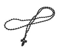 YARNOW Collana Croce di Preghiera Lunga Intrecciata a Mano in Poliestere Nero, Design Semplice e Rustico, Adatta per Uso Quotidiano e Raduni Religiosi