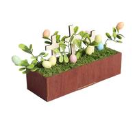 YARNOW Decorazione Bonsai Pasquale con Uova Artificiali Finte e Croce, Ornamento da Tavolo Artigianale per Centrotavola e Decorazioni Pasquali la Casa e Feste