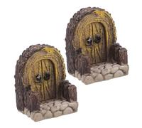 YARNOW Decorazione Natalizia per Porta in Miniatura 2 Pezzi in PVC Stile Rustico Forma ad Arco, per Giardini Fatati e Bonsai, Facile da Posizionare