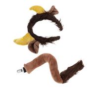 YARNOW Fascia Corna di Mucca e Orecchie, Coda, Costume Cosplay | Tessuto Marrone, Trasformazione Rapida e Dettagli Realistici, per Feste a Tema, Halloween e Natale