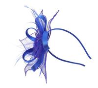 YARNOW Fascinator Vintage Blu in Lino Piume Eleganti, Accessorio Chioma Versatile e Confortevole per Cerimonie e Tea Party Raffinati