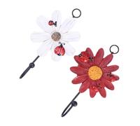 YARNOW Gancio Ferro di Pezzi e 2 Resina a Forma in Parete Margherita | Cucina e Bagno, Portata Elevata e Montaggio Semplice, Salva Spazio Forma Floreale Rossa