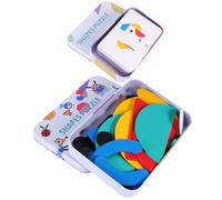 YARNOW Giocattolo Puzzle Tangram in Legno per Piccoli Set Educativo di Forme Geometriche Scatola in Metallo Gioco Cognitivo per lo Sviluppo Infantile e Intrattenimento Familiare