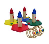 YARNOW Gioco del Lancio Dell'anello in Spago Colorato Set e Adulti, Gioco Educativo per Coordinazione Occhio-mano, per Giardino, Spiaggia e Feste All'aperto
