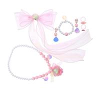 YARNOW Gioielli Per Bambine Tema Sirena e Principessa Set Di Gioielli Include Braccialetto Di Perle Collana Di Conchiglie Anello e Orecchini Clip Per Giochi Di Finzione e Travestimenti