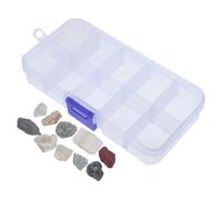 YARNOW Kit di Minerali e Gemme per Scienze della Terra Strumenti Pratici per Test di Durezza, Materiale in Plastico e Pietra, Set Compartmentalizzato per Studenti in i Scienze