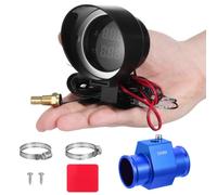 YARNOW Manometro Temperatura e Voltmetro Auto Nero Rotondo con Adattatore a Tre Vie per Installazione Fai-da-Te su Camion e Moto