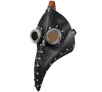 YARNOW Maschera con becco di uccello, in pelle PU nera, steampunk, maschera da medico della peste, con borchie argentate, ideale per feste di Halloween e cosplay, vestibilità comoda per adulti