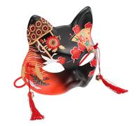 YARNOW Maschera Cosplay da Gatto Mezza Faccia Dipinta a Mano Fascia Elastica, Accessorio per Feste Halloween e Travestimenti, Maschera da Gatto per Adulti, Uso Scenico e Cosplay