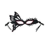 YARNOW Maschera di Carnevale a Mezza Faccia Farfalla Nera in Feltro e Pietre Decorative, Design Elegante e Regolabile per Feste di Halloween e Spettacoli Teatrali