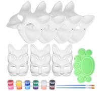 YARNOW Maschera di Carta da Decorare a Tema Volpe per Cosplay e Feste, con Elastici e Vernici Assortite, Migliora la Coordinazione Occhio-mano e Stimola la Creatività Colore Casuale