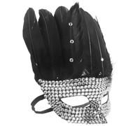 YARNOW Maschera Nera per Donna Piume e Cristalli, Mascherina Unica e Creativa per Feste in Costume, Effetto Decorativo e Comfort Elevato