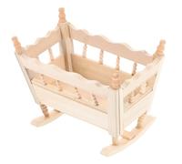 YARNOW Miniature Wooden Cradle Model for Dollhouse Decoration Adorable Small Crib Accessory for Miniature Houses and Playsets