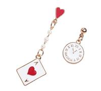 YARNOW Orecchini Pendenti da Donna Asimmetrici Carte da Gioco e Orologio Decorazioni per le Orecchie alla Moda Accessori Delicati e Comodi per Feste e Uso Quotidiano