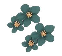 YARNOW Orecchini Pendenti Fiore Verde in Lega Premium Design Doppio Elegante per Donna Gioielli Moda Resistenti e Leggeri per Uso Quotidiano e Viaggio