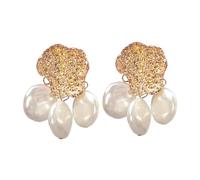 YARNOW Orecchini Pendenti Perle Esagerate in Lega Leggera Color Oro per Donne e Ragazze, Design Creativo e Unico, come Regalo