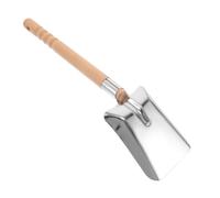 YARNOW Pala per Stufa Argento in Acciaio Inox Manico in Legno | Utensile Compatto Multiuso, Impugnatura Ergonomica Antiscivolo, per Pulizia Cenere e Giardino