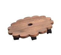 YARNOW Portavaso Rotondo in Legno con Ruote e Foro di Drenaggio, Supporto Mobile per Piante in Vaso per Arredamento Casa e Centri Commerciali