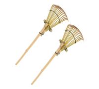 YARNOW Rastrello in Bambù Stile Giapponese 2 Pezzi 50 CM Piccolo Rastrello da Giardino Portatile per Sabbia e Bonsai Utensile Manuale per Paesaggi e Modellazione Terreno