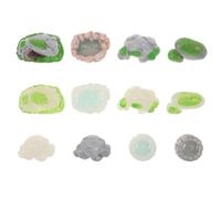 YARNOW Set 12 Pezzi Pietre di Muschio Finto in Resina Luminosa Pozzi Decorativi per Micro Paesaggi, Rocce Fosforescenti per Acquari e Spazi Esterni, Ornamenti Miniatura per Casa
