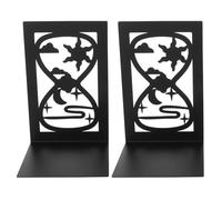 YARNOW Set 2 Fermalibri in Metallo a Forma di Clessidra Vuota, Supporti per Libri Funzionali e Decorativi, per Studio, Ufficio e Libreria, Reggilibri da Mensola