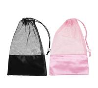 YARNOW Set 2 Pezzi Custodia per Scarpe da Ballo in Rete Traspirante Coulisse Rosa e Nera, Organizer per Scarpette da Danza Classica, Borsa Leggera per Trasporto e Conservazione