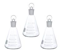 YARNOW Set 3 Pezzi Beuta Conica da 250ml con Tappo in Materiale Sintetico, Liscia e Arrotondata, per Esperimenti Scolastici e Lezioni di Chimica