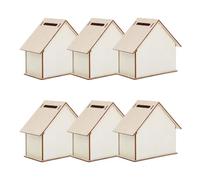 YARNOW Set 6 Pezzi Salvadanaio in Legno a Forma di Casa, Kit Creativo Facile da Assemblare, Promuove L'educazione Finanziaria per Regali di Compleanno