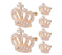 YARNOW Set 6 Spille a Corona da Principessa in Metallo Placcato Oro Strass, Spilla Tiara da Concorso e Corsage Elegante per Donne, Accessori da Cerimonia e Matrimonio