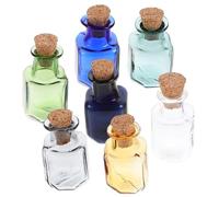 YARNOW Set 7 Bottiglie di Vetro Tappo di Sughero Piccole, Barattoli Decorativi Quadrati per Bomboniere e Conservazione Souvenir, Accessori Fai da Te per Decorazioni Casa e Colore Casuale