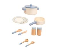 YARNOW Set da Gioco Educativo da Cucina in Legno, 10 Pezzi Pentola Antiaderente e Stoviglie, Giocattolo Interattivo Stimolante per Abilità Pratiche e Immaginazione, per Gioco