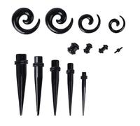 YARNOW Set Di Espansioni Auricolari in Silicone 54 Pezzi, Tappi Per Piercing Orecchie Neri, Accessori Per Gallerie Da Piercing Donna, Per Feste e Matrimoni, Gioielli Per Corpo Delicati e Alla Moda