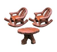 YARNOW Set di Mobili in Miniatura per Giardino Fatato Sedia a Dondolo e Tavolino in Resina Resistente allo Sbiadimento, Compatto e Decorativo per Paesaggi Interni e Esterni