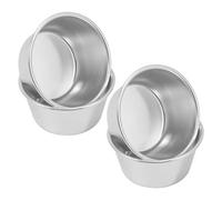 YARNOW Stampi Rotondi in Acciaio al Carbonio per Muffin e Budino, Set 4 Pezzi Antiaderenti, Resistenti alle Alte Temperature per Uso Domestico