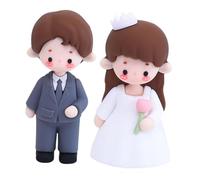 YARNOW Statuetta di Coppia in Miniatura Sposi 2 Pezzi in Morbido Silicone Alimentare, Decorazione per Torta Nuziale e Centrotavola Matrimonio, Decorazioni per Feste e Anniversari