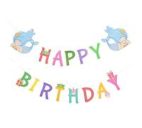 YARNOW Striscione di Compleanno a Tema Sirena in Carta Resistente, Decorazione per Festa di Compleanno a Casa, Forniture per Feste Atmosfera Oceanica, Adatto a Pareti, Tavoli e Fondali