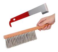 YARNOW Strumenti per Apicoltura Kit Spazzola per Api e Gancio a J in Metallo, Set Completo per Manutenzione Alveari e Attività di Pulizia Domestica
