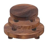 YARNOW Supporto in Legno Massello per Piante Grasse e Orchidee Portavaso Rotondo Impilabile 3 Pezzi Mensola Espositiva per Piante da Casa Interno ed Esterno per Giardino Ufficio e