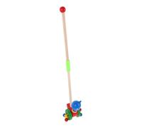YARNOW Wooden Push Cart With Cartoon Animal Design Walker Toy For Indoor Use Multifunctional Learning And Motor Skills Development Aid For Boys And